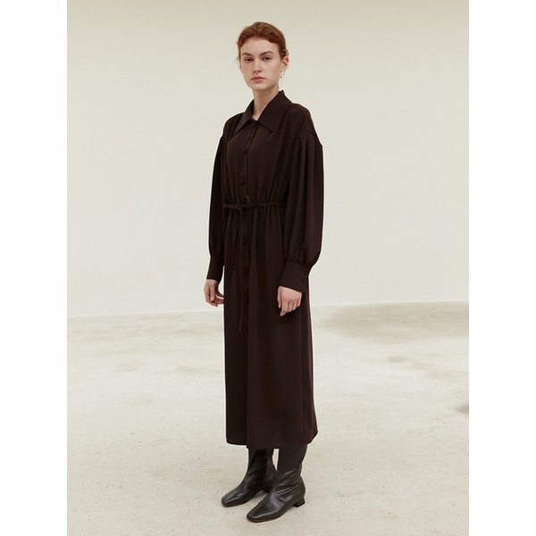 TOF SHIRRED STRING DRESS  BROWN