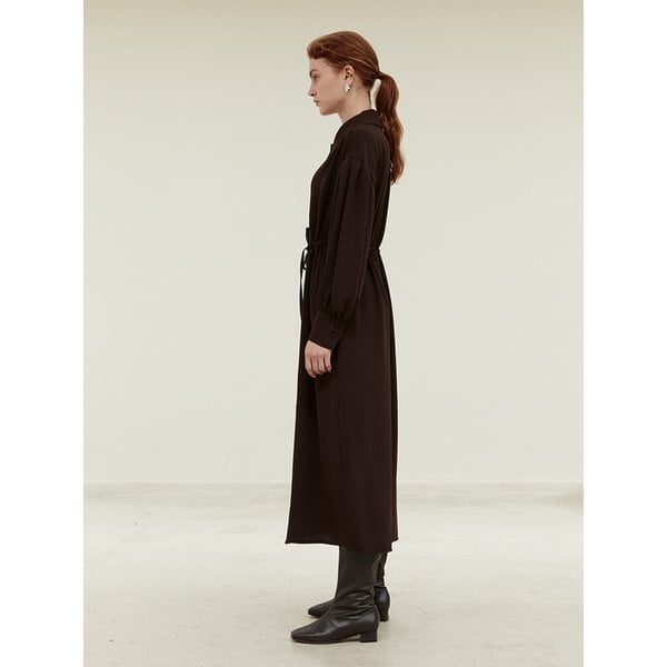 TOF SHIRRED STRING DRESS  BROWN