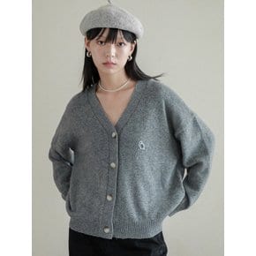 Lossy  Cashmere Patch V Cardigan_gray