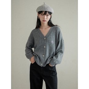 Lossy  Cashmere Patch V Cardigan_gray