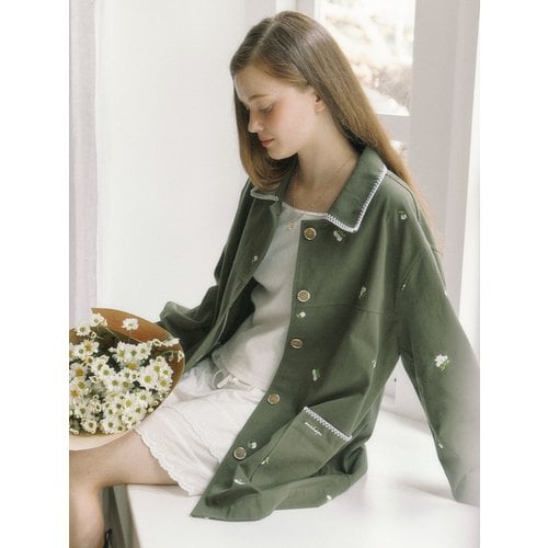 Margaret Embroidery Cotton Jacket - Green