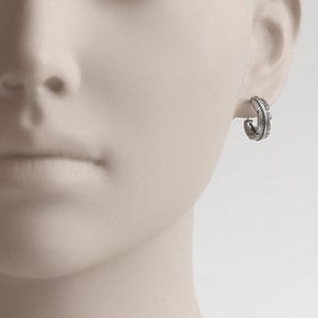 유니크 깃털 디자인 써지컬스틸 원터치 링 귀걸이