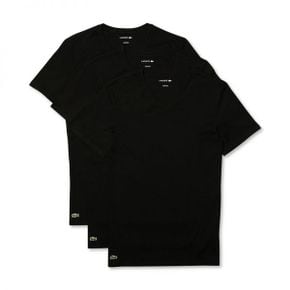 맨즈 브이넥 라운지 슬림 핏 언더셔츠 세트 3팩 - 블랙 1686997