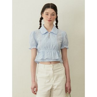 쟈습 Alice Crop Ruffle Blouse (Skyblue)