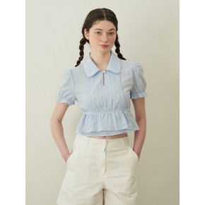 Alice Crop Ruffle Blouse (Skyblue)