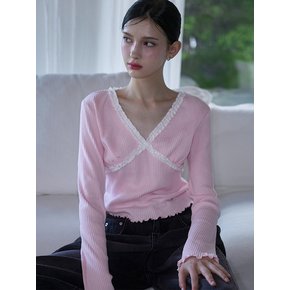 Cross Lace Long Sleeve [Pink]