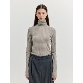 XAVA Turtleneck Jersey Top - Gold/Silver Stripe