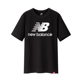 에센셜 스텍드 로고 남성 여성 반팔 티셔츠 블랙 AMT01575-BK