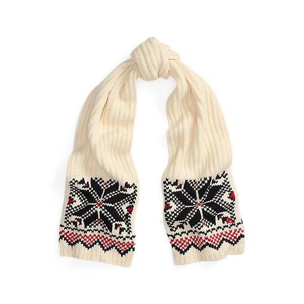 여성 스노우플레이크 모티프 울 스카프(WAPOSCV0J320375101)