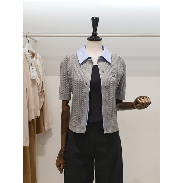 [파주점] 쥬크 주크 카라배색 반팔 니트 가디건 V262KSL943