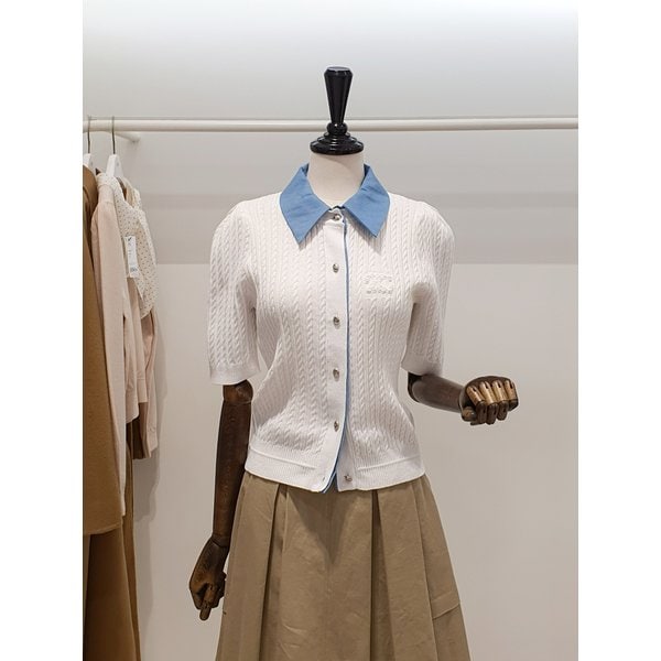 [파주점] 쥬크 주크 카라배색 반팔 니트 가디건 V262KSL943