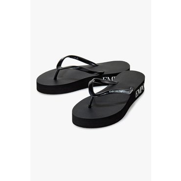 EMPORIO ARMANI 여성 로고 플랫폼 비치 플립플랍(0825123501)