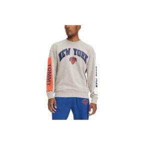 3797676 TOMMY JEANS Mens Tommy Jeans Gray New York Knicks James Patch Pullover Sweatshirt