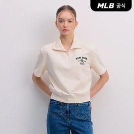 MLB [코리아공식]여성 바시티 반집업 반팔 맨투맨 NY (D.Cream)