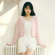 로라로라 BASIC LINEN CARDIGAN PINK