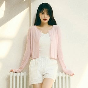 BASIC LINEN CARDIGAN PINK