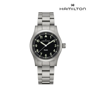 해밀턴 [공식] 해밀턴 카키필드 쿼츠 38mm 블랙 다이얼(그린 야광) 브레이슬릿 시계 H69401130