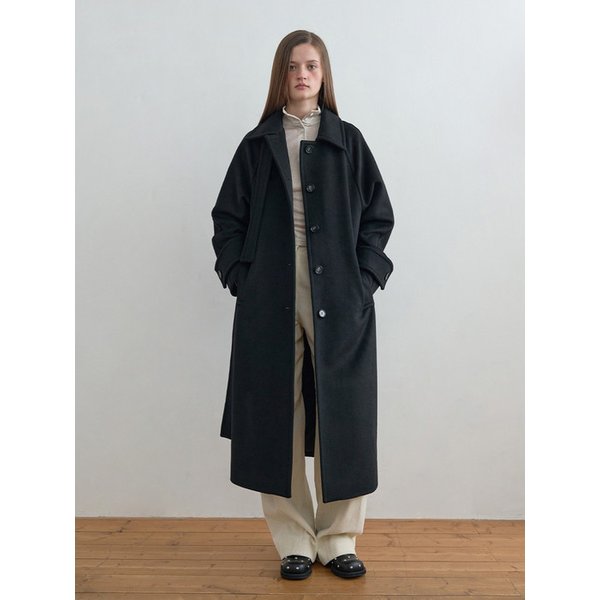 Wool Balmacaan Coat Black