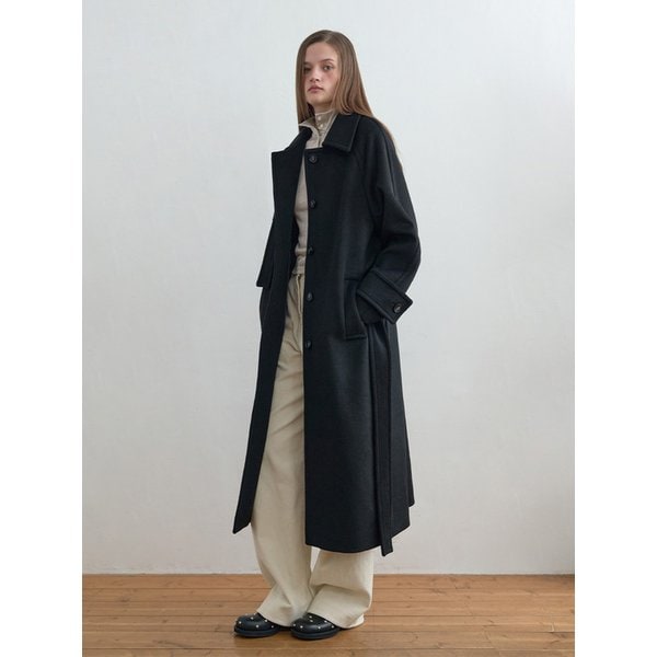 Wool Balmacaan Coat Black