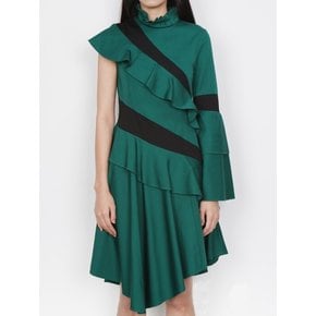 GREEN ASYMMETRY DRESS