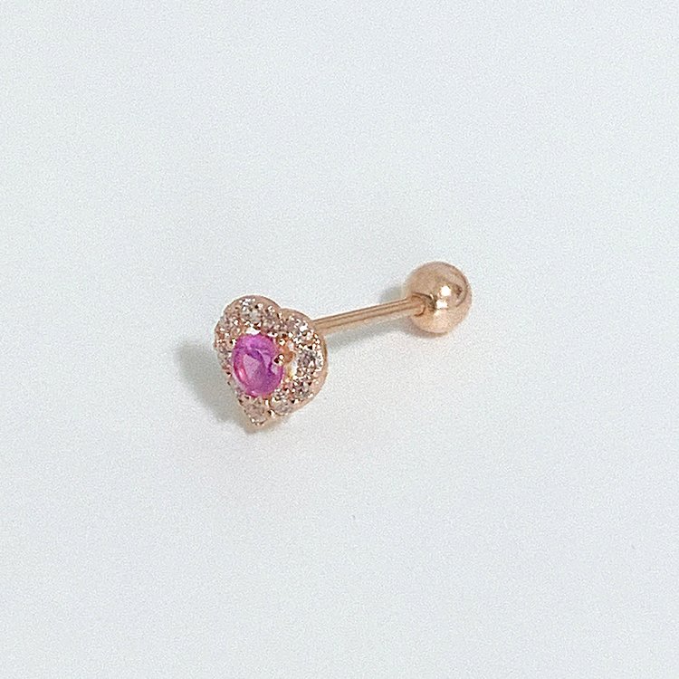 14k 하트피치 큐빅 피어싱