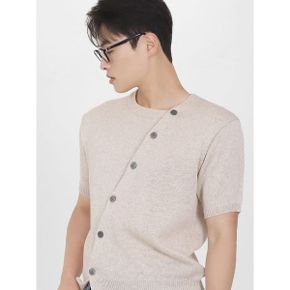 남자 유니크 사선단추 린넨 반팔니트 SOP087_P432290366