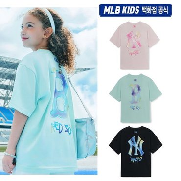 MLB키즈 (백화점 공식 ) 25SS 스트릿 베이직 썸머 로고 티셔츠 (3color) 7ATSB3153