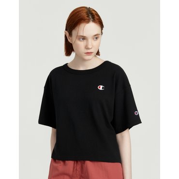 챔피온 [23SS] [US] 여성 7oz. C로고 크롭 반팔티셔츠 (BLACK) CKTS3E072BK