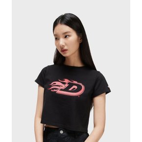 플레임 D 크롭 티셔츠 Black 반팔 반소매티셔츠 DK23SG011BK0 3307455