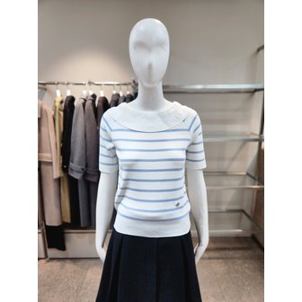 NICE CLAUP [여주점] [나이스클랍] 보트넥 스트라이프 반팔 니트 A262PWK306