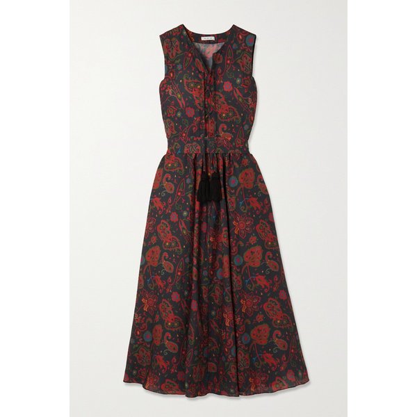필 드 비 Althea Belted Tasseled Paisley-print Voile Maxi Dress 레드 38063312420629011