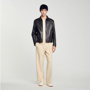 산드로옴므 [SANDRO HOMME] 빈티지 워싱 레더 자켓 SH25S3MRJL289