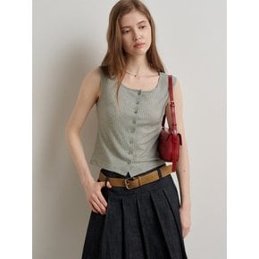 BUTTON RIBBED SLEEVELESS (ash gray)