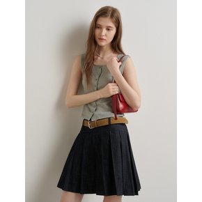 BUTTON RIBBED SLEEVELESS (ash gray)