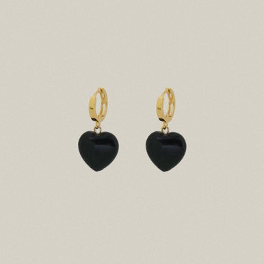 [BEST] Black Onyx Heart earrings (2112080200015)