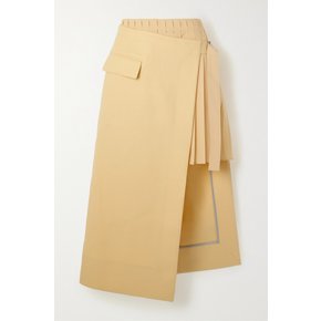 Belted Wrap-effect Wool Midi Skirt 옐로