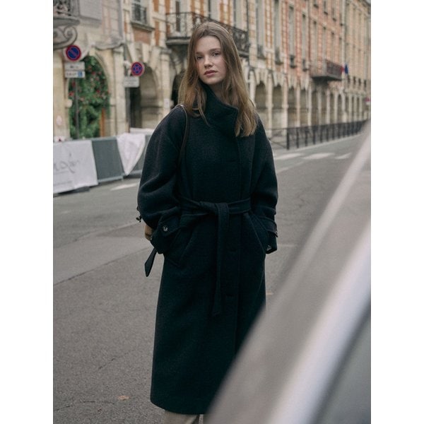 Cashmere Lebron High Neck Coat Charcoal