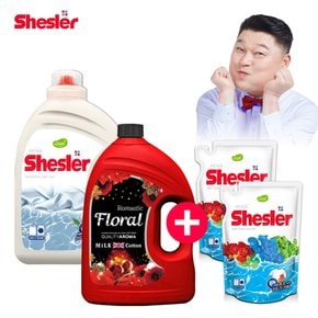 강호동의 쉬슬러 액상 세제 센스티브 3.05L 1개 + 유연제 플로럴향 3.06L 1개 + 세제리필 500ml 2개