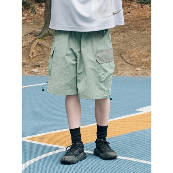 [UNISEX] NYLON RIPSTOP MULTI CARGO SHORTS (KHAKI)