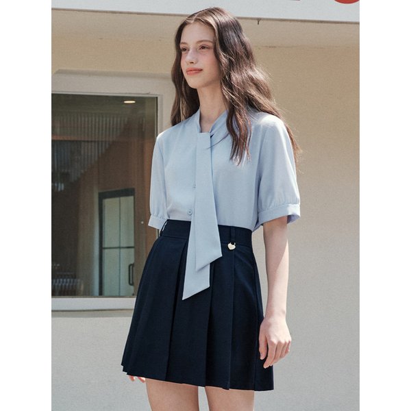 [7컬러] 반팔 타이 블라우스