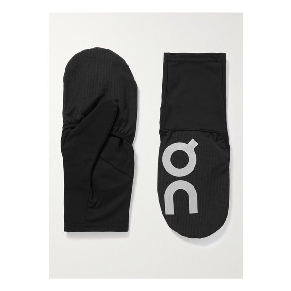 러닝 컨버터블 로고 프린트 스트레치 저지 립스탑 장갑 블랙 1647597342688286