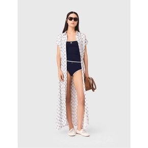 긴 프린트 자카드 원피스 Marine Denim MFPRO04784