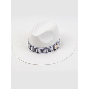 Blue Mono Line Summer Long White Fedora 여름페도라