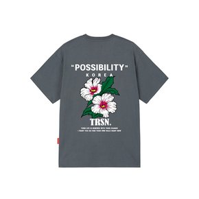 KOREAN FLOWER T-SHIRTS - GRAY