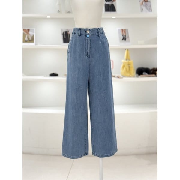 [여주점] 여성 칼라 버튼 데님 팬츠 (D252PSA442)