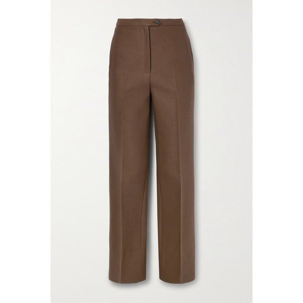 엘라 울 실크 혼방 트윌 스트레이트 팬츠 브라운 1647597282926041