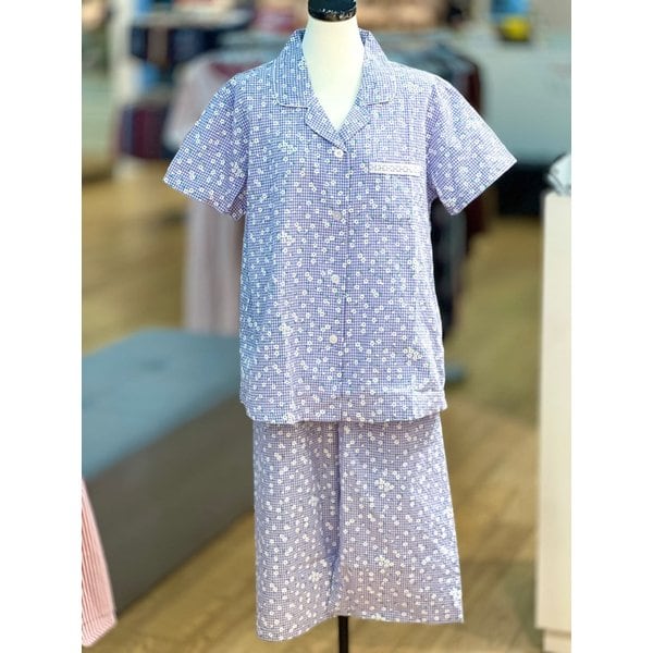 [파주점] 면혼방 플라워 나염 여성 반팔  파자마 세트 WP6034B