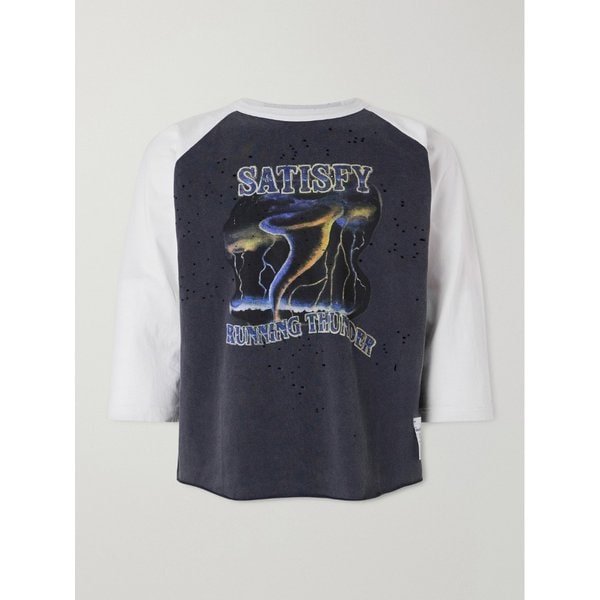 로고 프린트 디스트레스드 MothTech 코튼 저지 티셔츠 46376663163018371