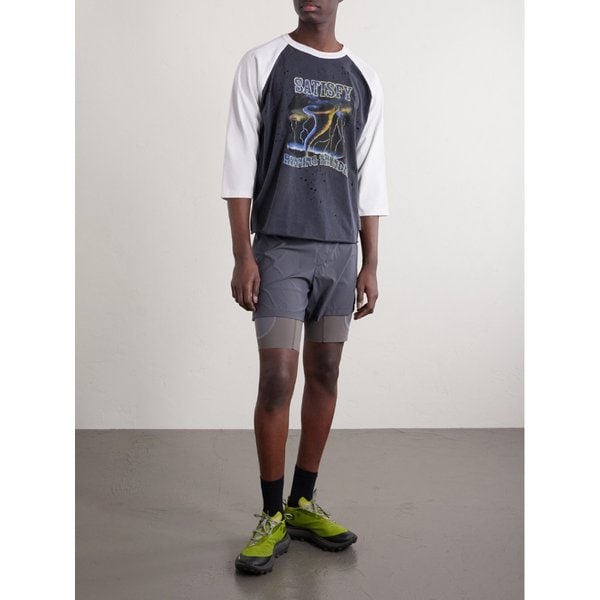 로고 프린트 디스트레스드 MothTech 코튼 저지 티셔츠 46376663163018371