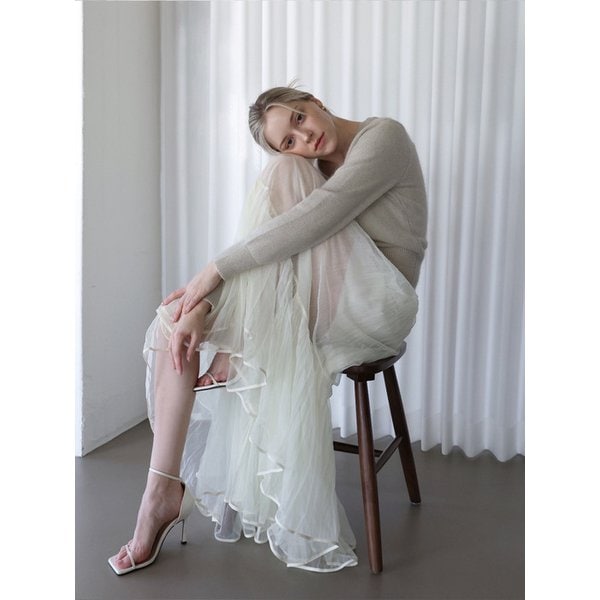 See-through double-layered skirt - IVORY